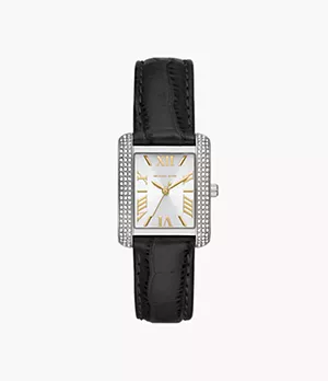 Michael Kors Emery Three-Hand Black Croco Leather Watch