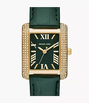 Michael Kors Emery Three-Hand Green Croco Leather Watch