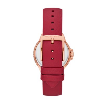 Michael Kors Limited Edition Camille Three-Hand Red Leather Watch