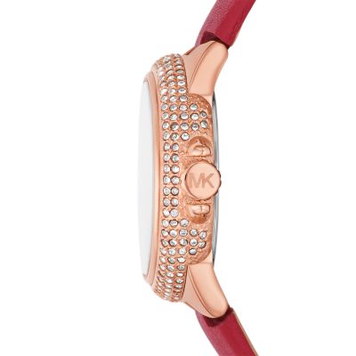 Michael Kors Limited Edition Camille Three-Hand Red Leather Watch