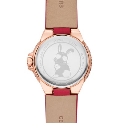 Michael Kors Limited Edition Camille Three Hand Red Leather Watch