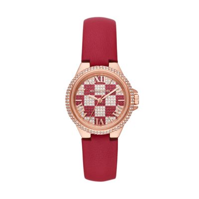 Michael Kors Limited Edition Camille Three-Hand Red Leather Watch