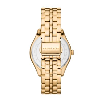 Michael Kors Harlowe Three-Hand Gold-Tone Stainless Steel Watch