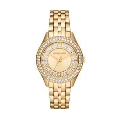 Michael Kors Harlowe Three-Hand Gold-Tone Stainless Steel Watch