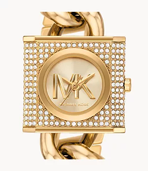 Michael Kors MK Chain Lock Three-Hand Gold-Tone Stainless Steel Watch
