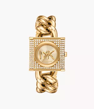 Michael Kors MK Chain Lock Three-Hand Gold-Tone Stainless Steel Watch