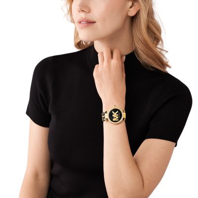 Michael Kors Women's Parker Three-Hand Animal Print Leather Strap Watch