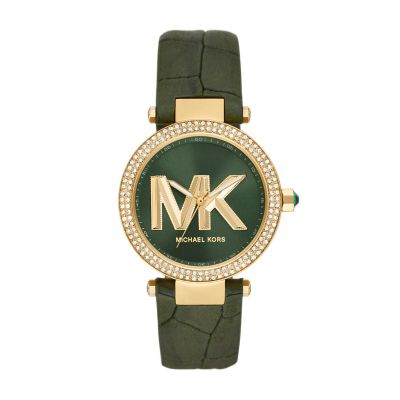 Michael Kors Parker Three-Hand Green Leather Watch