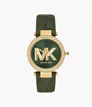 Michael Kors Parker Three-Hand Green Leather Watch