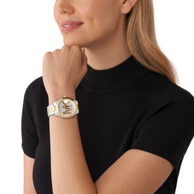 Michael Kors Uhr Slim Runway 3-Zeiger-Werk Edelstahl Bicolor - MK4735 -  Watch Station