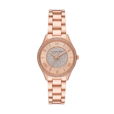 Michael Kors Lauryn Rose Gold-Tone Watch and Bracelet Gift Set