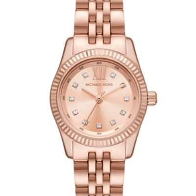 Michael Kors Lexington Three-Hand Rose Gold-Tone Stainless Steel Watch