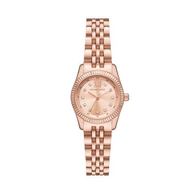 Michael Kors Lexington Three-Hand Rose Gold-Tone Stainless Steel Watch