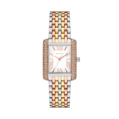 Michael Kors Emery Three-Hand Tri-Tone Stainless Steel Watch