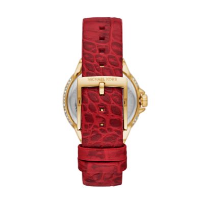 Michael kors watch red leather outlet strap