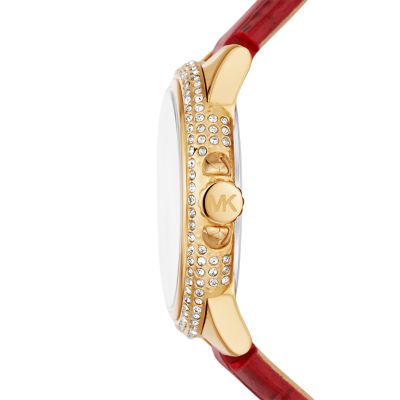 Michael Kors Camille Three-Hand Red Leather Watch - MK4750 - Watch