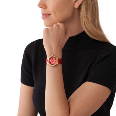 Michael Kors Camille Three-Hand Red Leather Watch - MK4750 - Watch