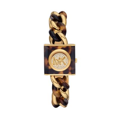 Michael kors tortoise and gold clearance watch