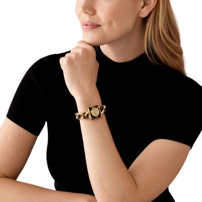 Michael kors tortoise and hotsell gold watch