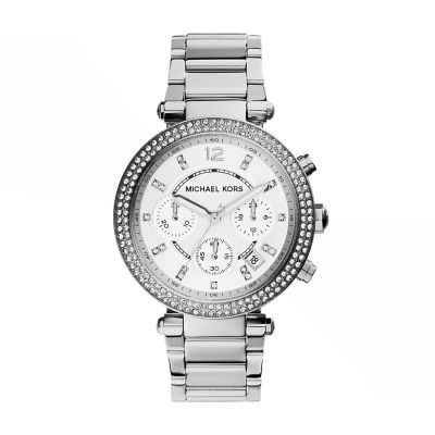 Michael Kors Women's Silver-Tone Glitz Parker Watch - Silver