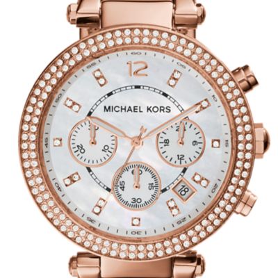 Michael Kors Rose Gold-Tone Glitz Parker Watch