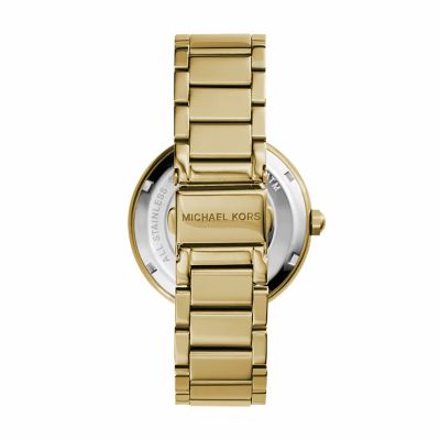 Michael Kors Women's Parker Three-Hand Gold-Tone Stainless Steel ...