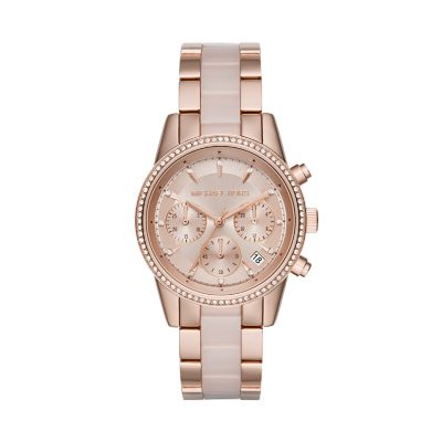 Michael Kors Women's Ritz Chronograph Rose Gold-Tone Stainless Steel Watch  - MK6307 - Watch Station