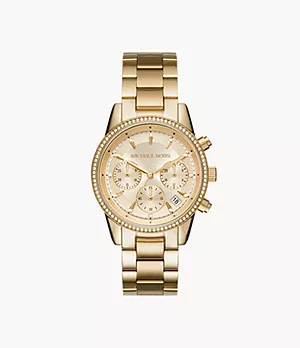 Michael Kors Ritz Chronograph Gold-Tone Steel Watch