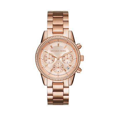 Michael Kors Ritz Chronograph Rose Gold Tone Steel Watch