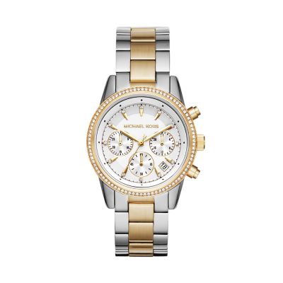 Michael Kors Ritz Chronograph Two Tone Steel Watch MK6474