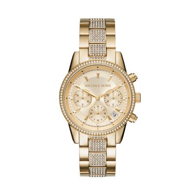 Michael kors ritz rose gold tone chronograph ladies clearance watch