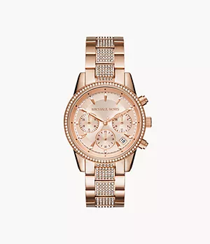 Michael Kors Ritz Chronograph Rose Gold-Tone Steel Watch