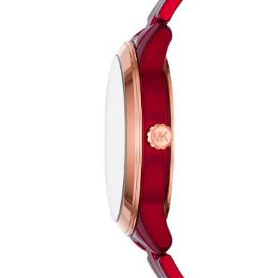 michael kors red runway watch
