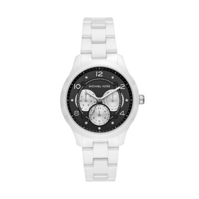 michael kors white ceramic watch with crystals