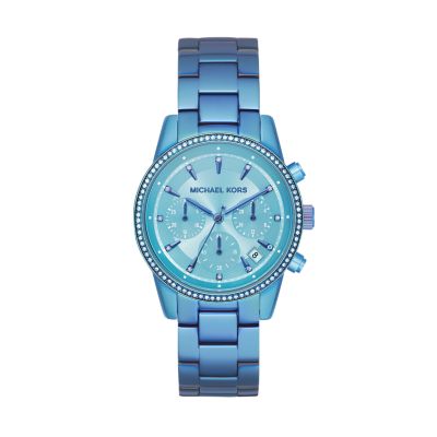 Michael Kors Women's Ritz Chronograph Iridescent Blue Stainless Steel Watch - MK6684 - Watch