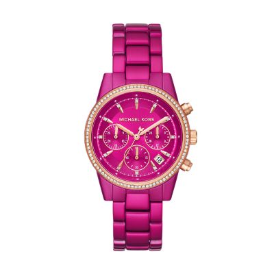 Michael kors black and pink clearance watch