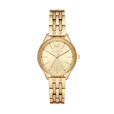 Michael Kors Lexington Three Hand Gold Tone Stainless Steel Watch