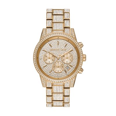 Michael kors men's silver diamond clearance watch