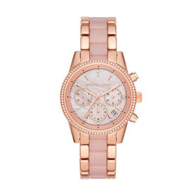 Michael Kors Ritz Chronograph Rose Gold-Tone Stainless Steel Watch 