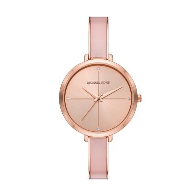 michael kors women's pyper blush leather strap watch 38mm