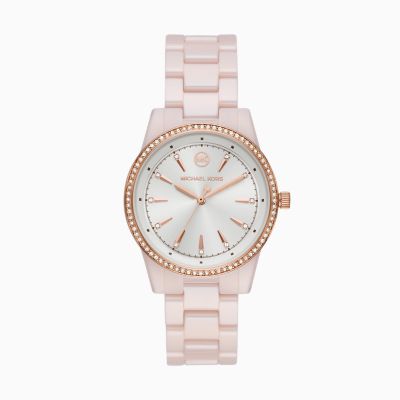 Michael Kors Ritz Three Hand Pink Ceramic Watch MK6838 Watch