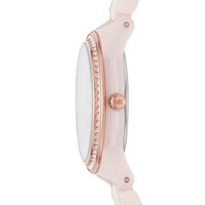 Michael Kors Runway Mercer Three Hand Pink Ceramic Watch MK6841