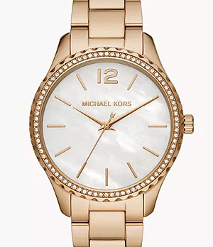 Michael Kors Layton Three-Hand Gold-Tone Stainless Steel Watch