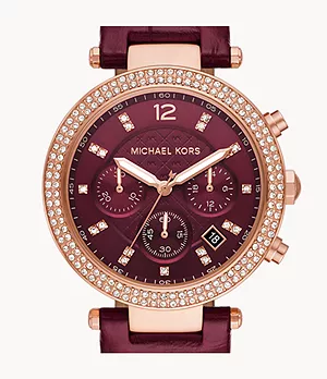 Michael Kors Parker Chronograph Red Leather Watch