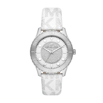 Michael Kors Runway Three-Hand White Metallic PVC Watch - MK6998 - Watch  Station