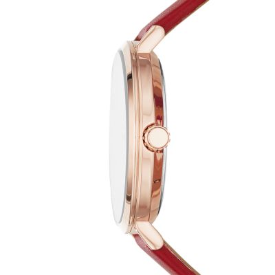 michael kors red leather watch