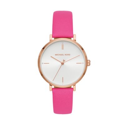 michael kors pink leather strap watch