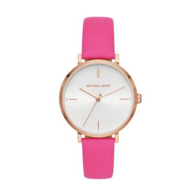 michael kors pink leather watch