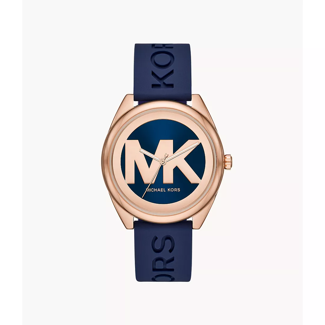 Michael Kors Women's Jan Three-Hand Navy Silicone Watch - Blue