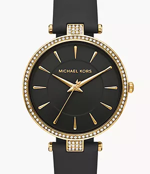 Michael Kors Anabeth Three-Hand Black Leather Watch